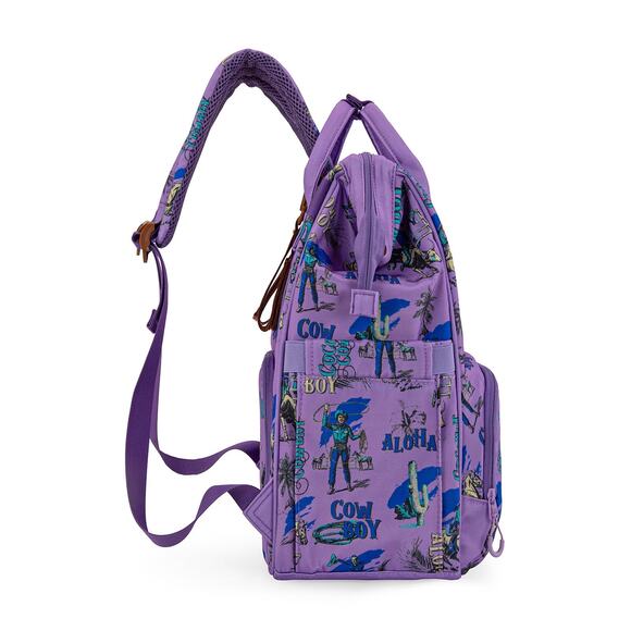 Wrangler Cowboy Print Purple Backpack/Baby Travel Bag *NEW w/ Tags - Picture 3 of 5